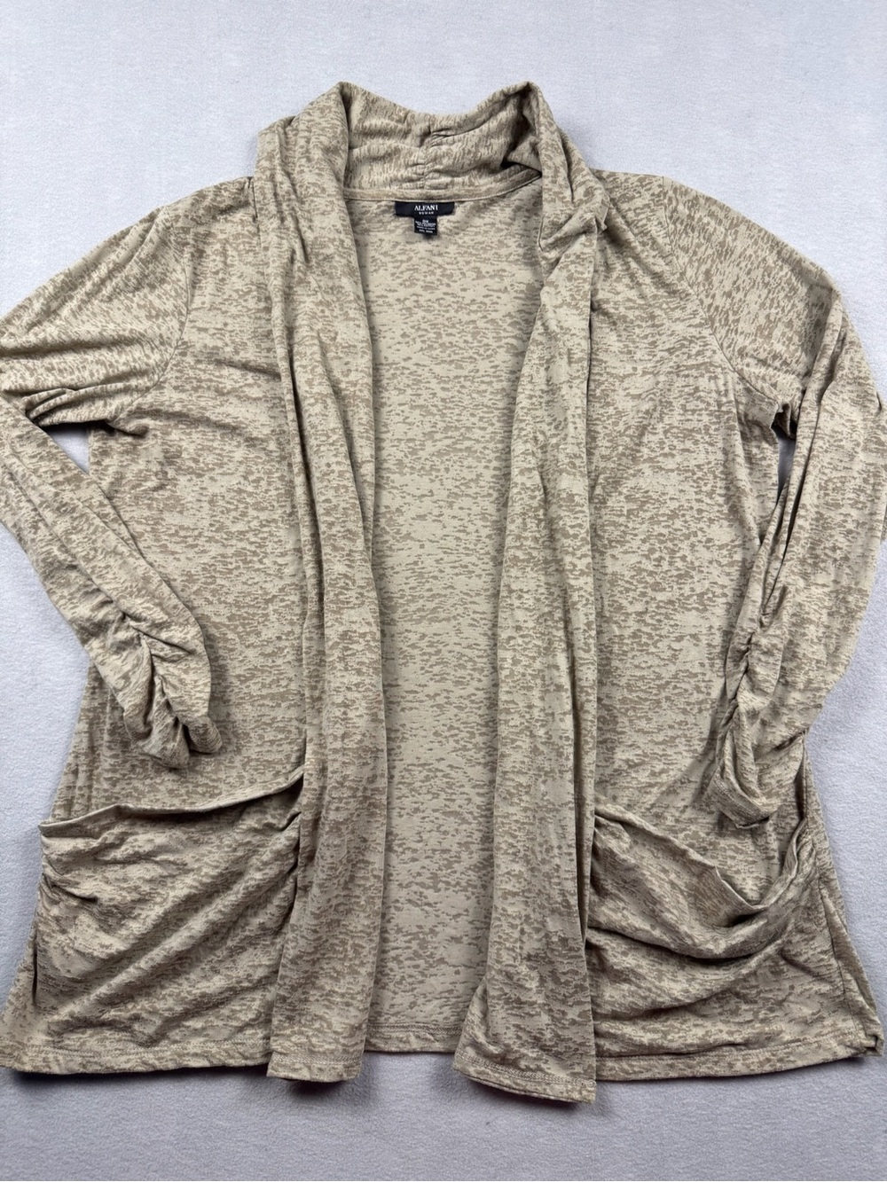 Alfani Burnout Olive Shawl Cardigan Women’s 0X Classic Coastal Grandma